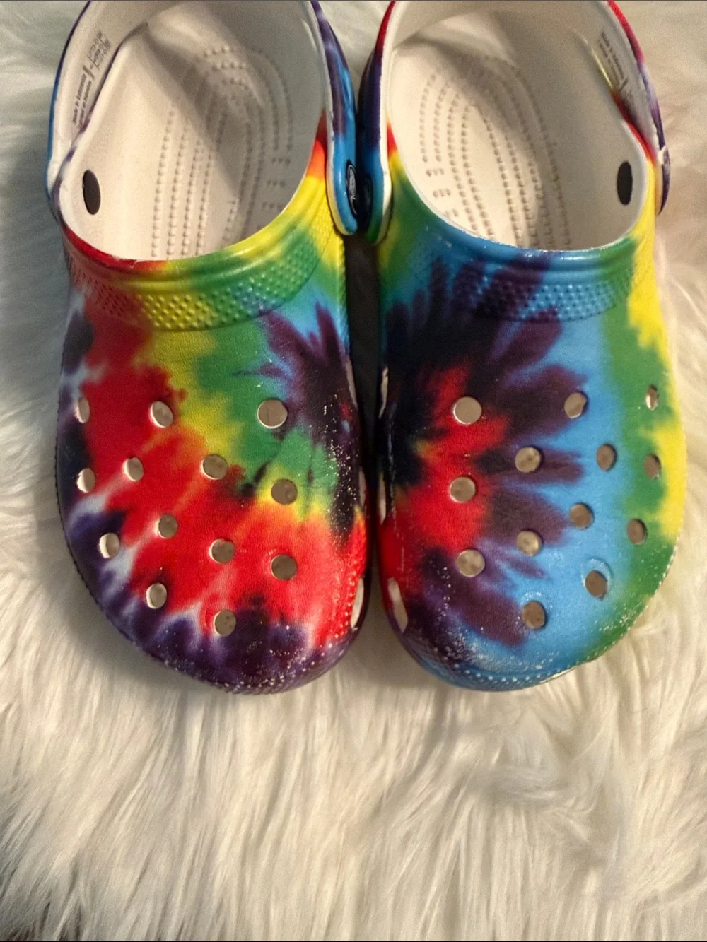 CROCS Kids Tie-Dye Clogs in Rainbow Colors